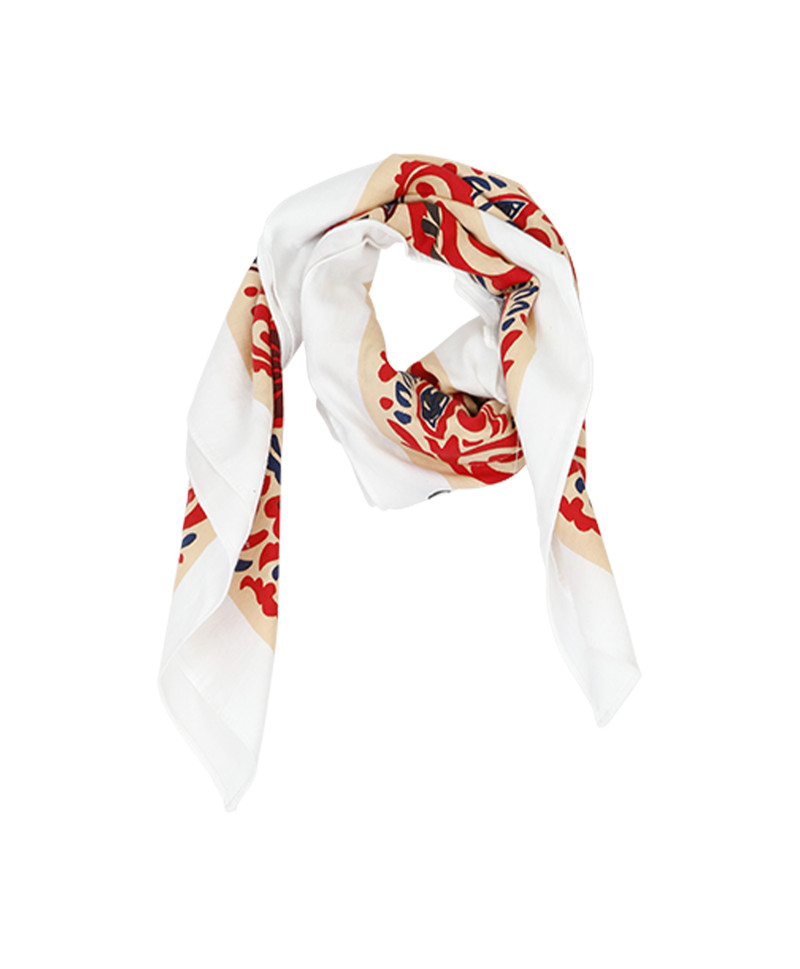 Foulard DEAUVILLE  - Foulard imprimé fleurs petit format -  Crème brulée - C'est Beau la Vie