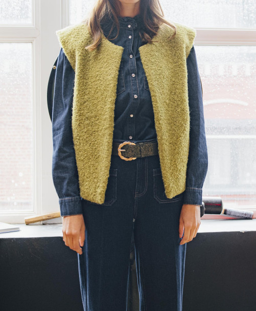 Jean AURELIE - Jean coupe large cropped poches plaquées et double surpiqures bas -  Brut - C'est Beau la Vie