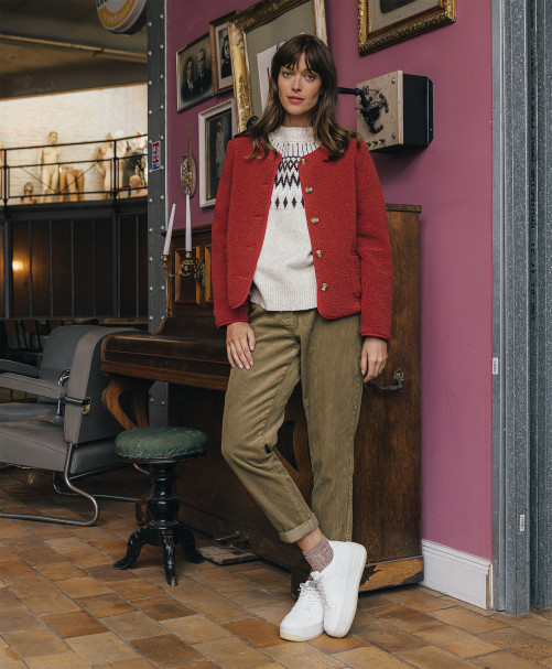 Pantalon EDDY - Pantalon coupe slouchy en velours -  Dark olive - C'est Beau la Vie