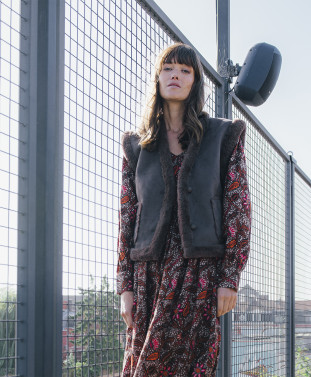 Veste RUBIE - Veste peau lainée sans manches -  Champignon - C'est Beau la Vie