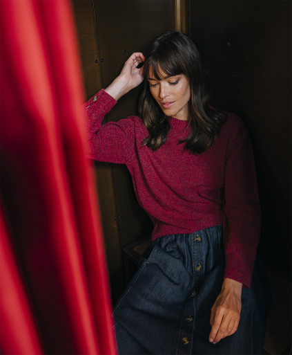 Pull ARIANE - Pull col rond maille moulinée manches longues tombantes -  Terre rouge - C'est Beau la Vie