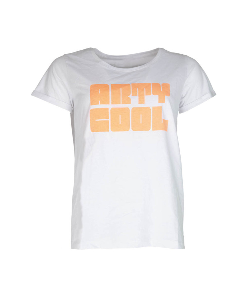 Tee-shirt MARGOTHE imprimé message poitrine col rond manches courtes - Blanc - C'est Beau la Vie