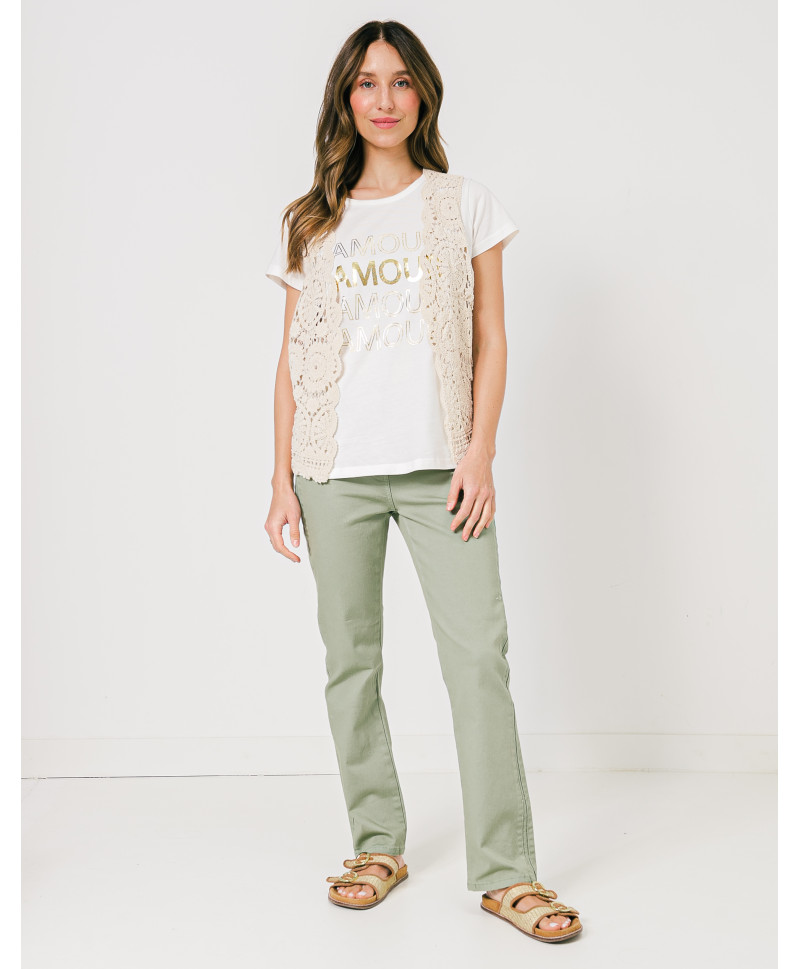 Gilet MAYA crochet ouvert sans manches - Céramique - C'est Beau la Vie