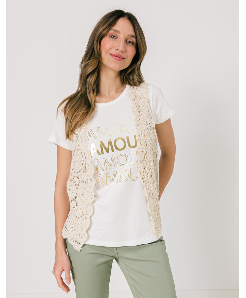 Gilet MAYA crochet ouvert sans manches - Céramique - C'est Beau la Vie