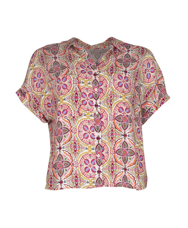 Chemise MALABAR manches courtes tombantes imprimé cachemire poches poitrine - Rose poudre - C'est Beau la Vie