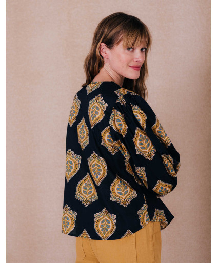 Blouse SERENA - Bleu de travail  | C'est Beau la Vie