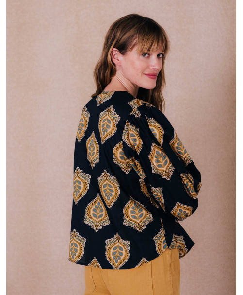 Blouse SERENA - Bleu de travail  | C'est Beau la Vie