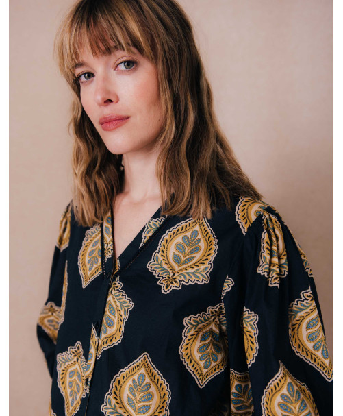 Blouse SERENA - Bleu de travail  | C'est Beau la Vie