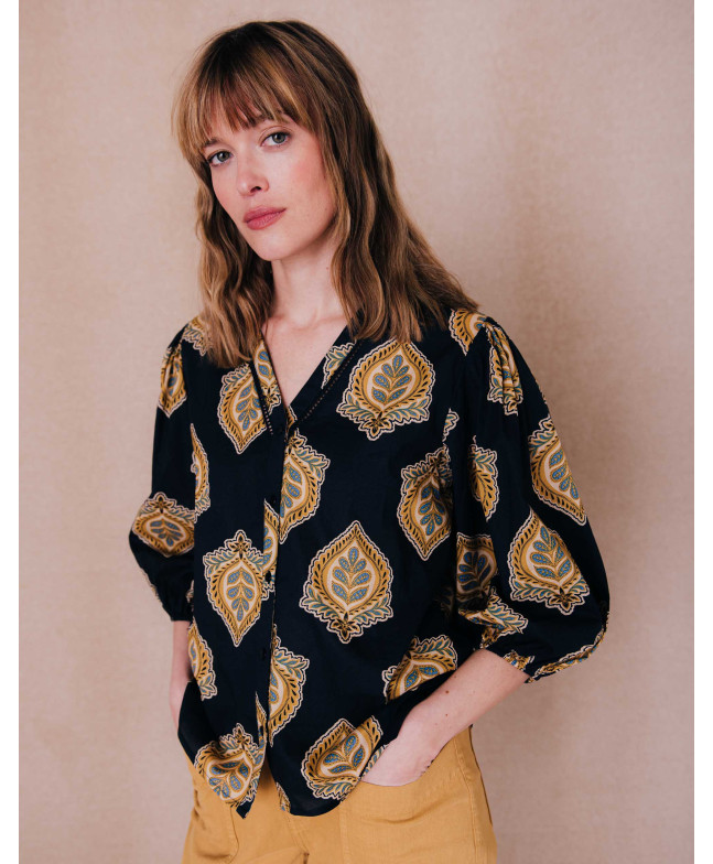 Blouse SERENA - Bleu de travail  | C'est Beau la Vie
