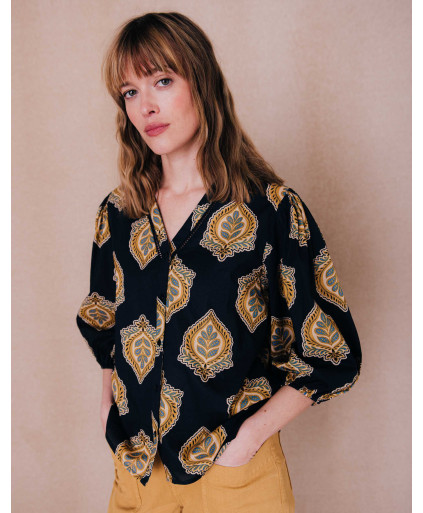 Blouse SERENA - Bleu de travail  | C'est Beau la Vie