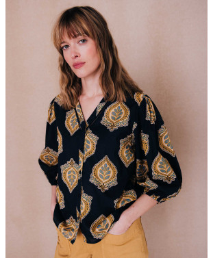 Blouse SERENA - Bleu de travail  | C'est Beau la Vie