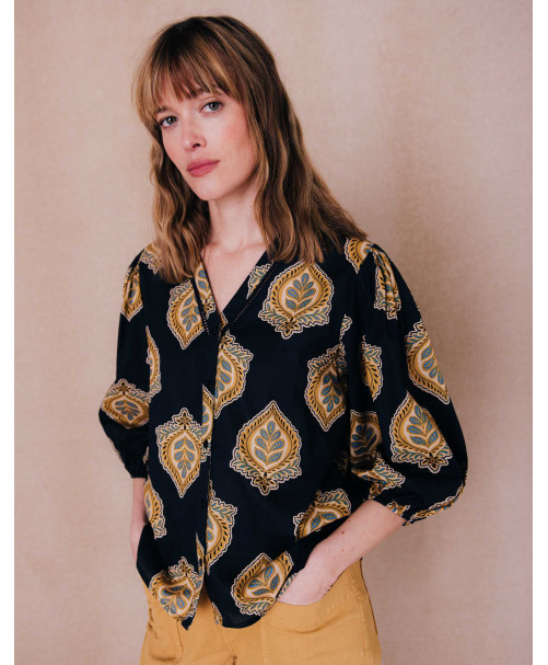 Blouse SERENA - Bleu de travail  | C'est Beau la Vie